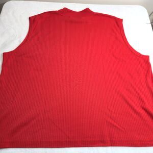 Vintage KATHY WHITE SPORT Red Ribbed Tank Top 28W Sleeveless Mock Neck Collar